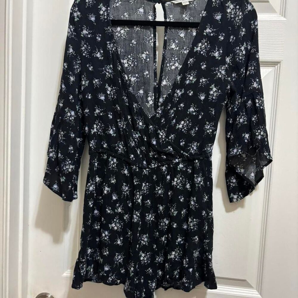 American-eagle Women's Black and Navy Playsuit-romper
